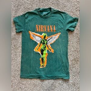 NIRVANA Green Vintage Graphic Angel 90’s Tee Shirt• NWOT Unisex